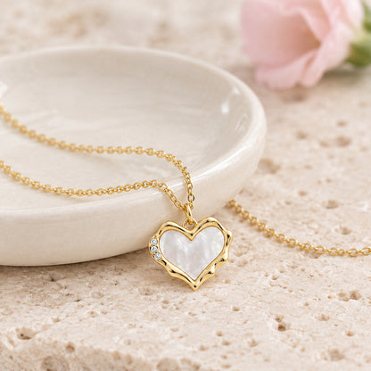 Gold Heart Mother of Pearl Necklace