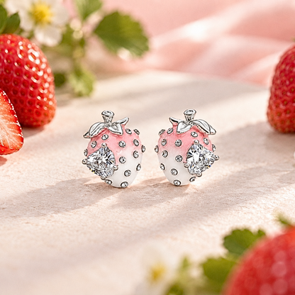 Pink Ombré Crystal Strawberry Earrings