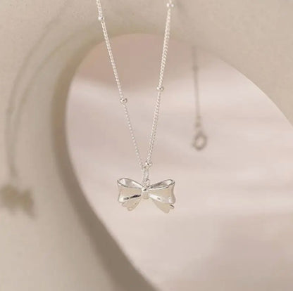 Silver Bow Necklace