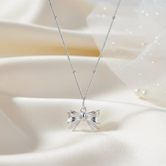 Silver Bow Necklace