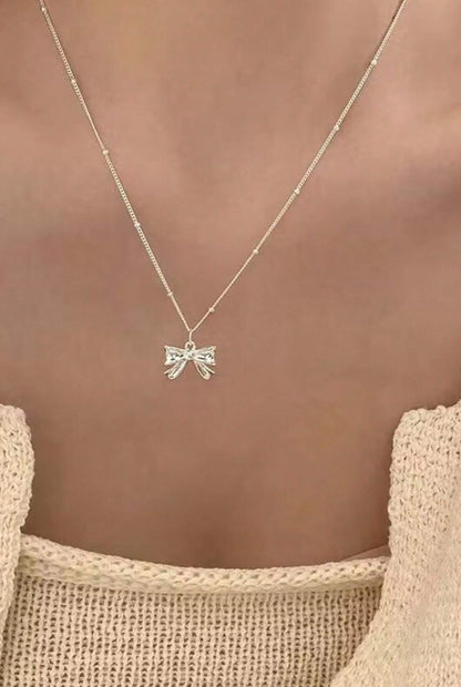Silver Bow Necklace