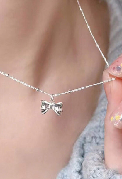 Silver Bow Necklace