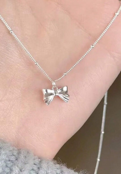Silver Bow Necklace