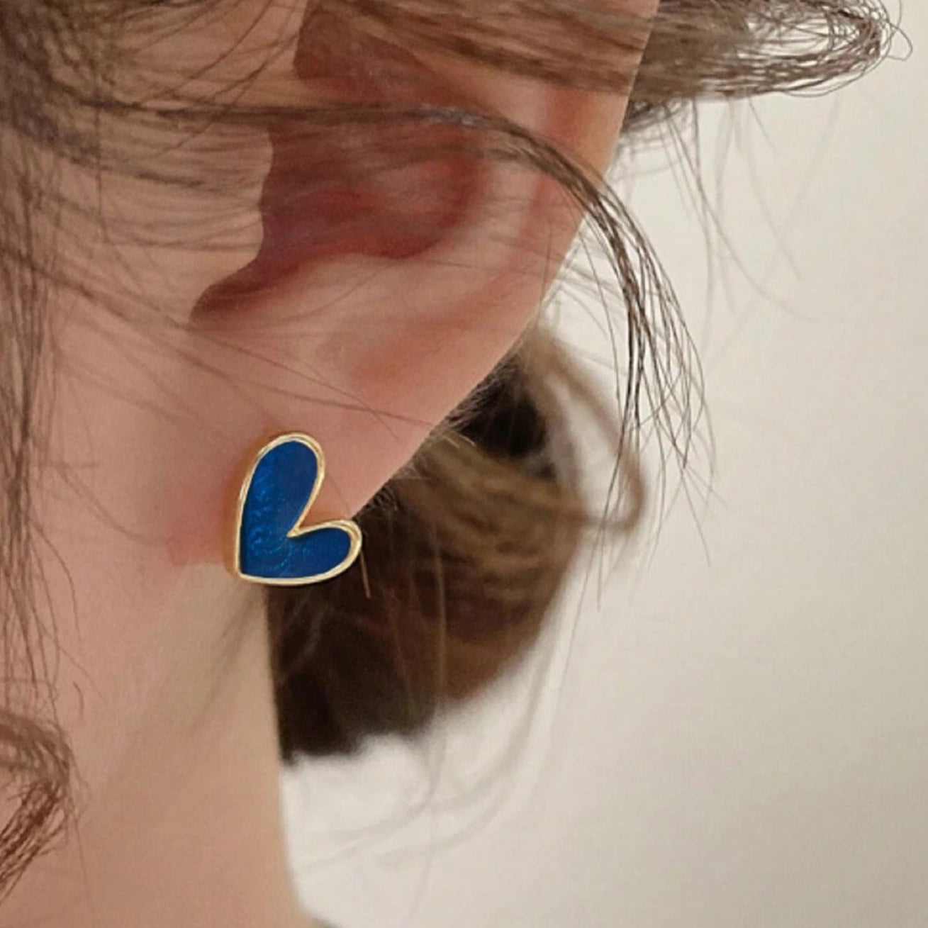 Dark Blue Heart Earrings