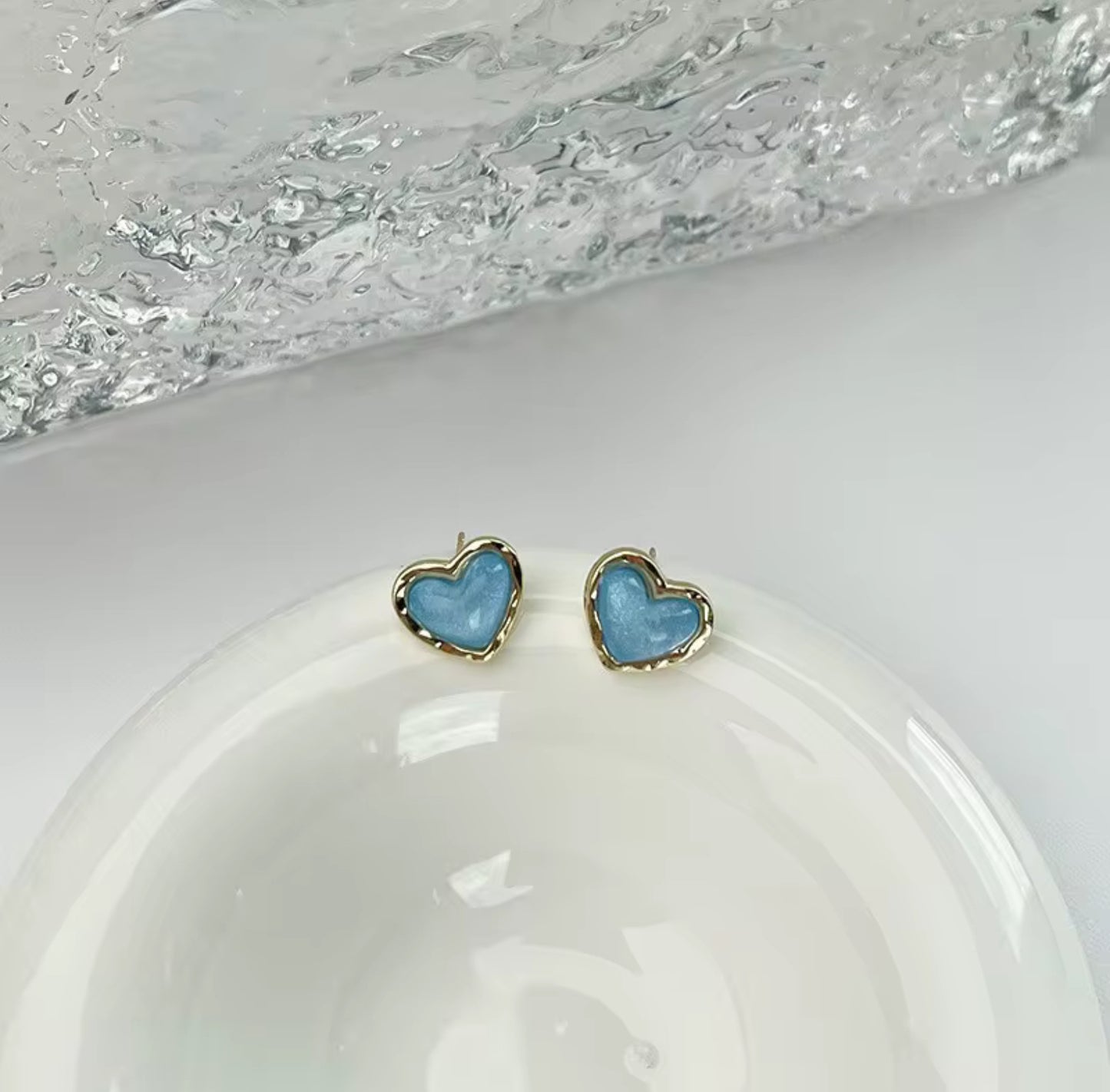 Aqua Blue Heart Earrings