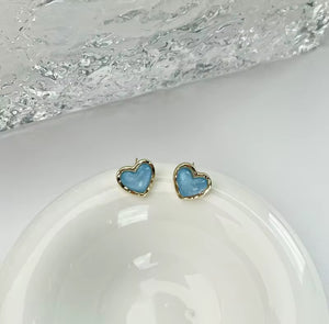 Aqua Blue Heart Earrings