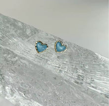 Load image into Gallery viewer, Aqua Blue Heart Earrings
