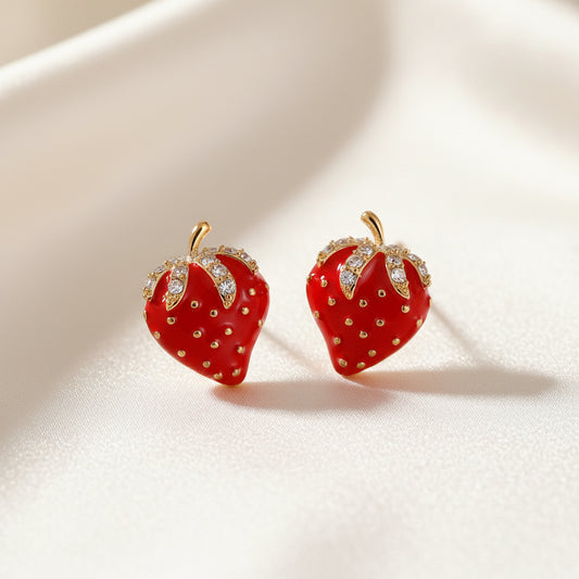 Zircon Strawberry Earrings