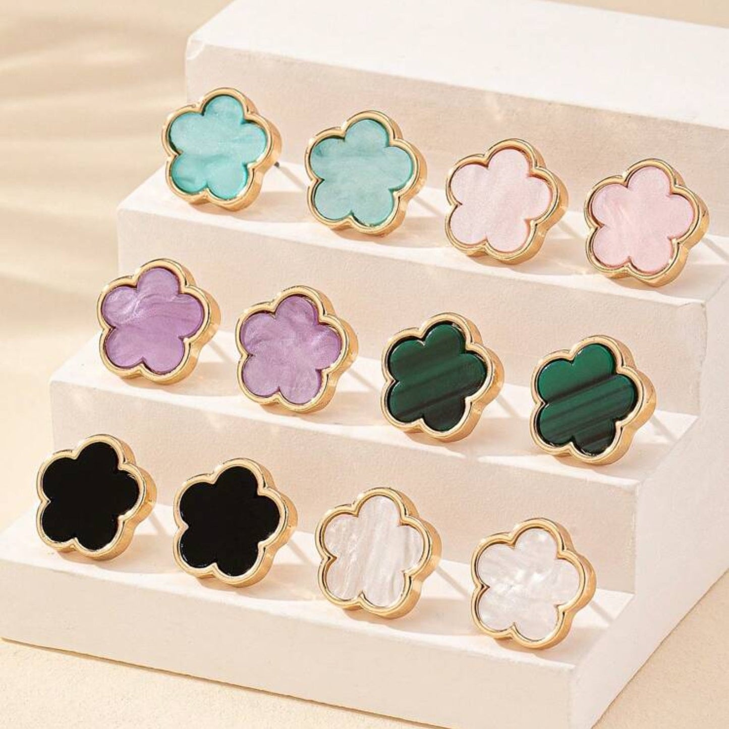 Aqua flower earrings with other color options