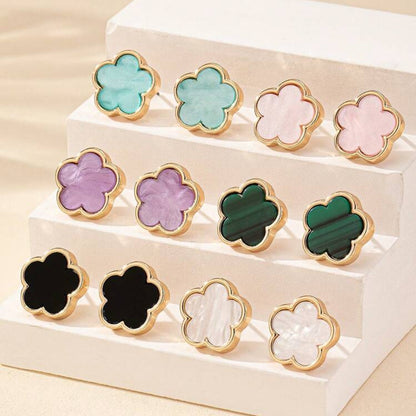 Aqua flower earrings with other color options