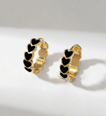 Black Heart Hoop Earrings