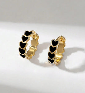 Black Heart Hoop Earrings