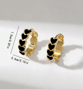 Black Heart Hoop Earrings