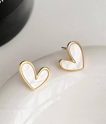 White Heart Earrings