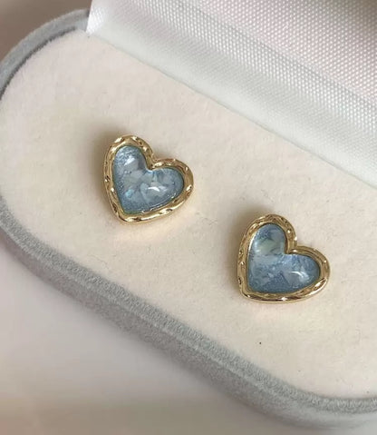 Aqua Blue Heart Earrings