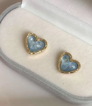 Load image into Gallery viewer, Aqua Blue Heart Earrings