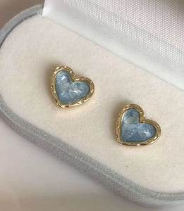 Aqua Blue Heart Earrings