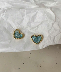 Aqua Blue Heart Earrings