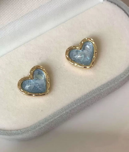 Aqua Blue Heart Earrings
