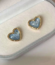 Load image into Gallery viewer, Aqua Blue Heart Earrings