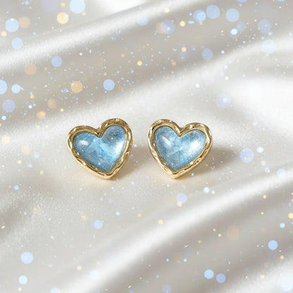 Aqua Opalescent Heart & Pink Bow Earrings Bundle