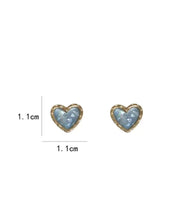 Load image into Gallery viewer, Aqua Blue Heart Earrings