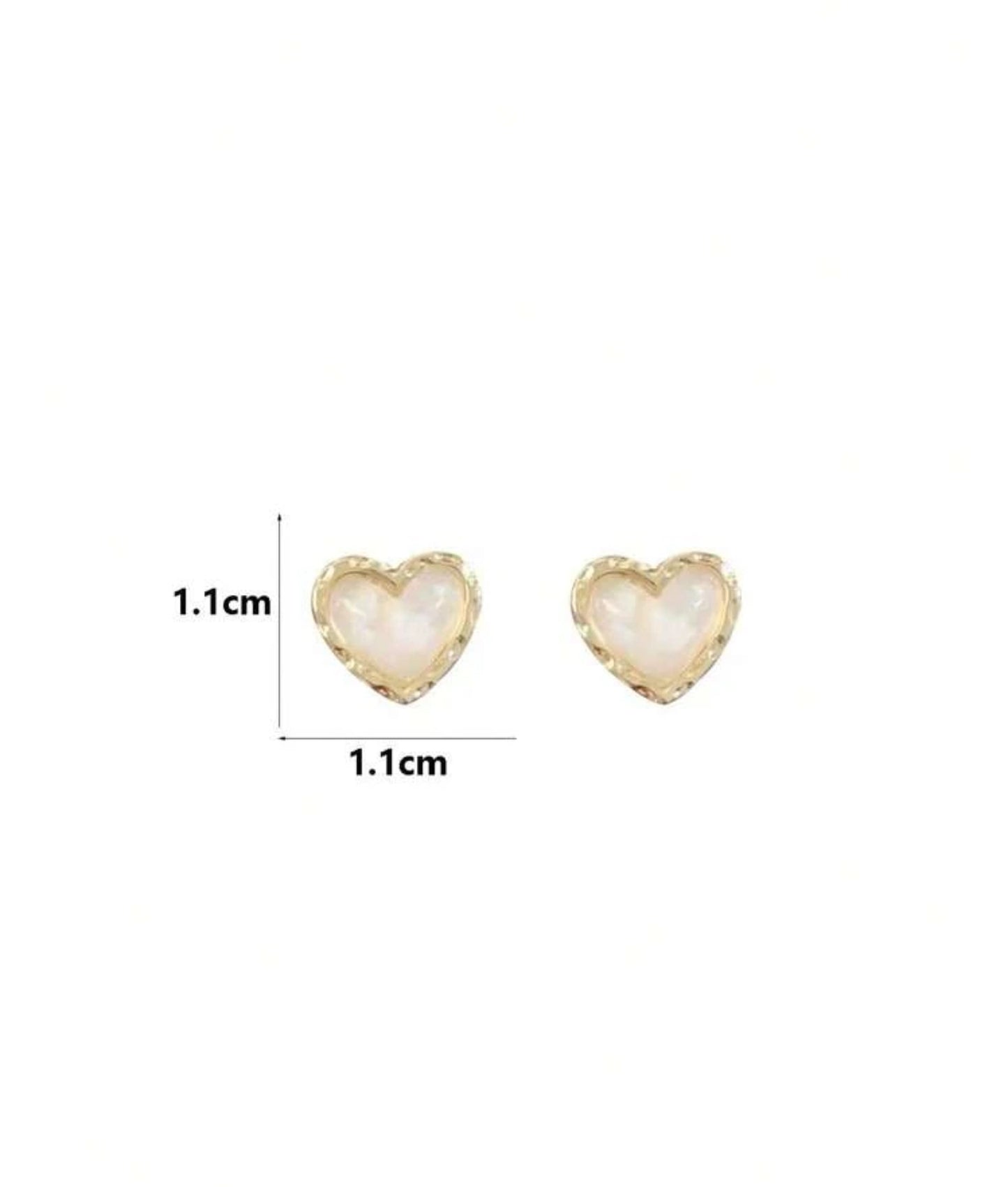 White Opalescent Heart Earrings