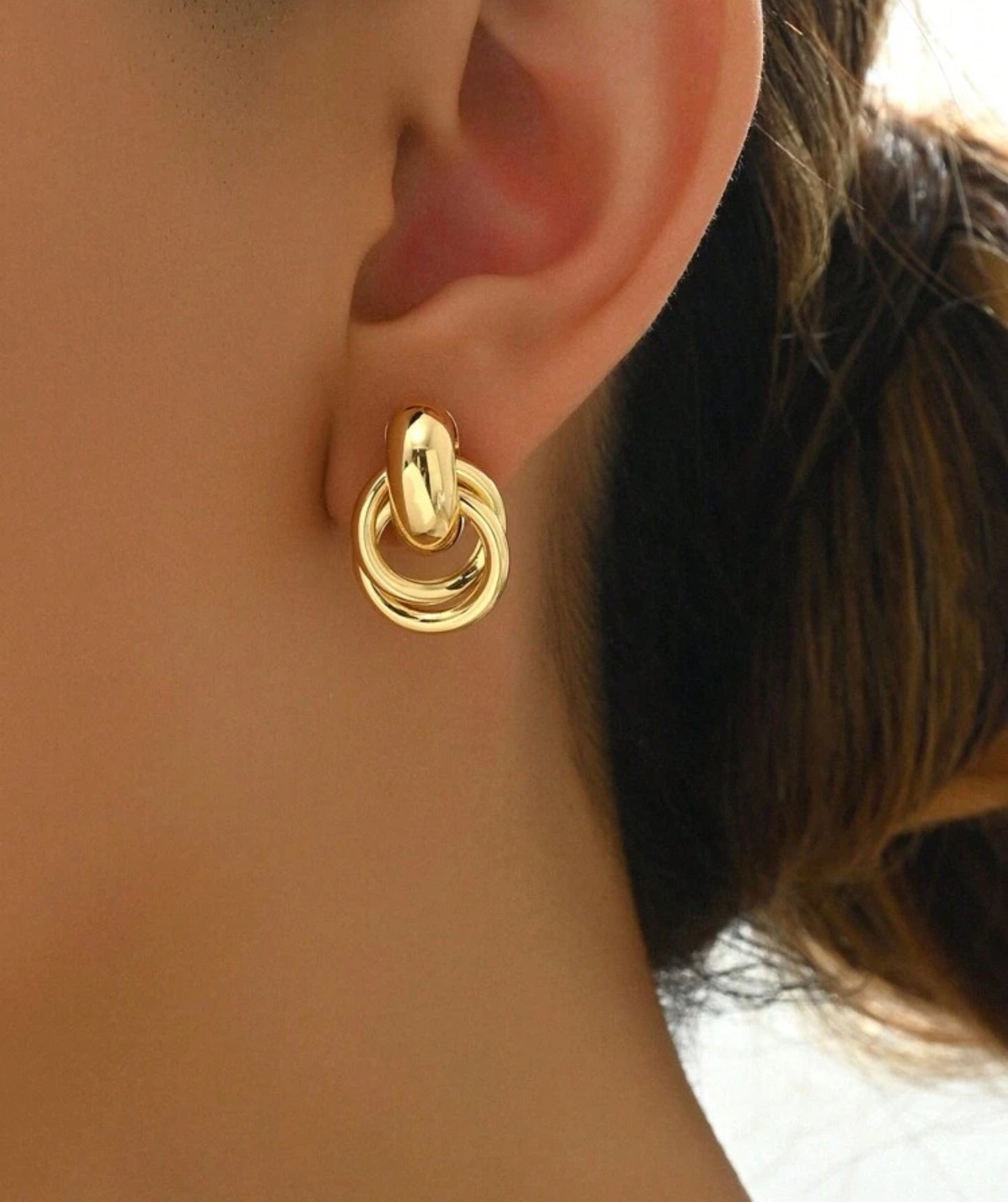 Gold Circle Knot Earrings