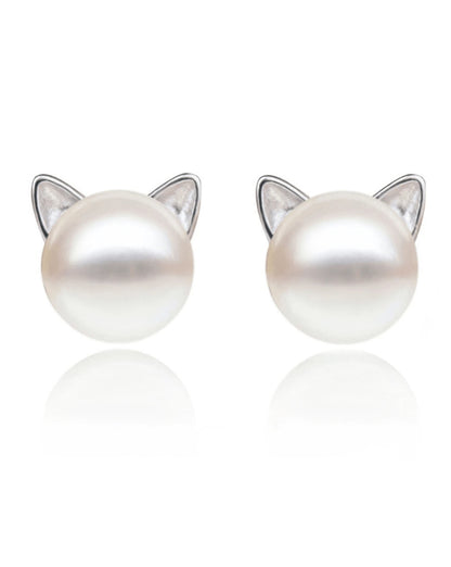 Pearl Cat Earrings