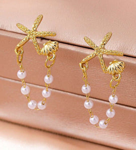 Starfish Shell Pearl Earrings