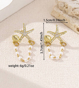 Starfish Shell Pearl Earrings