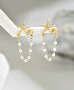 Starfish Shell Pearl Earrings