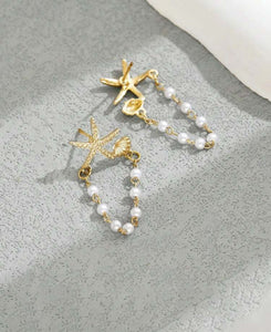 Starfish Shell Pearl Earrings