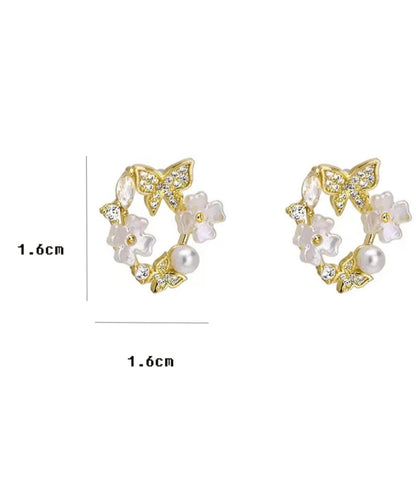 Butterfly Flower Wreath Earrings