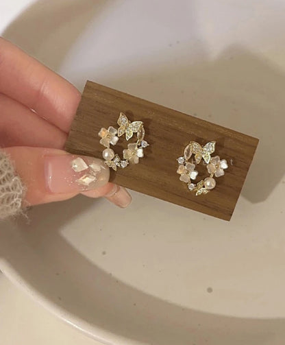 Butterfly Flower Wreath Earrings