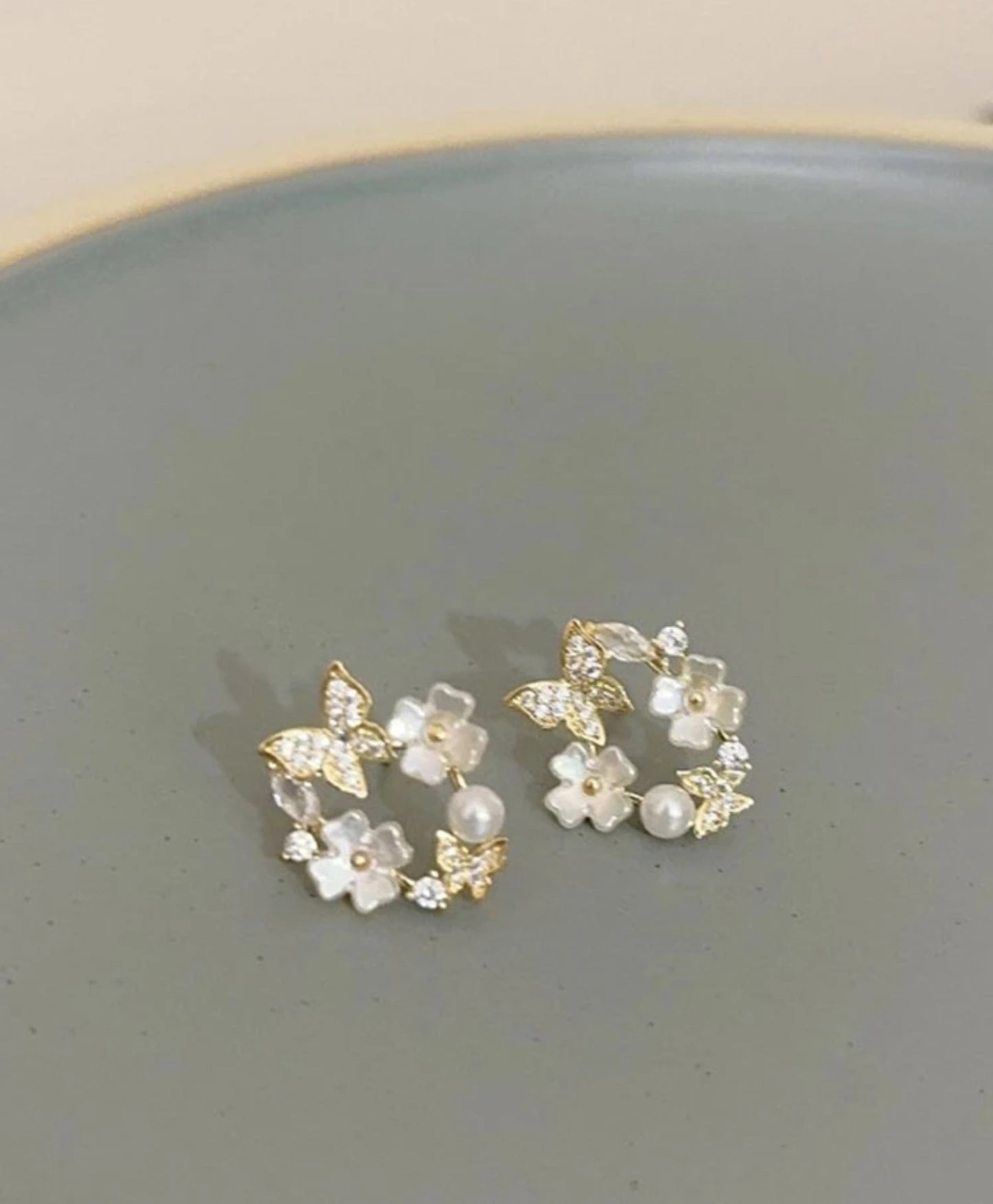 Butterfly Flower Wreath Earrings