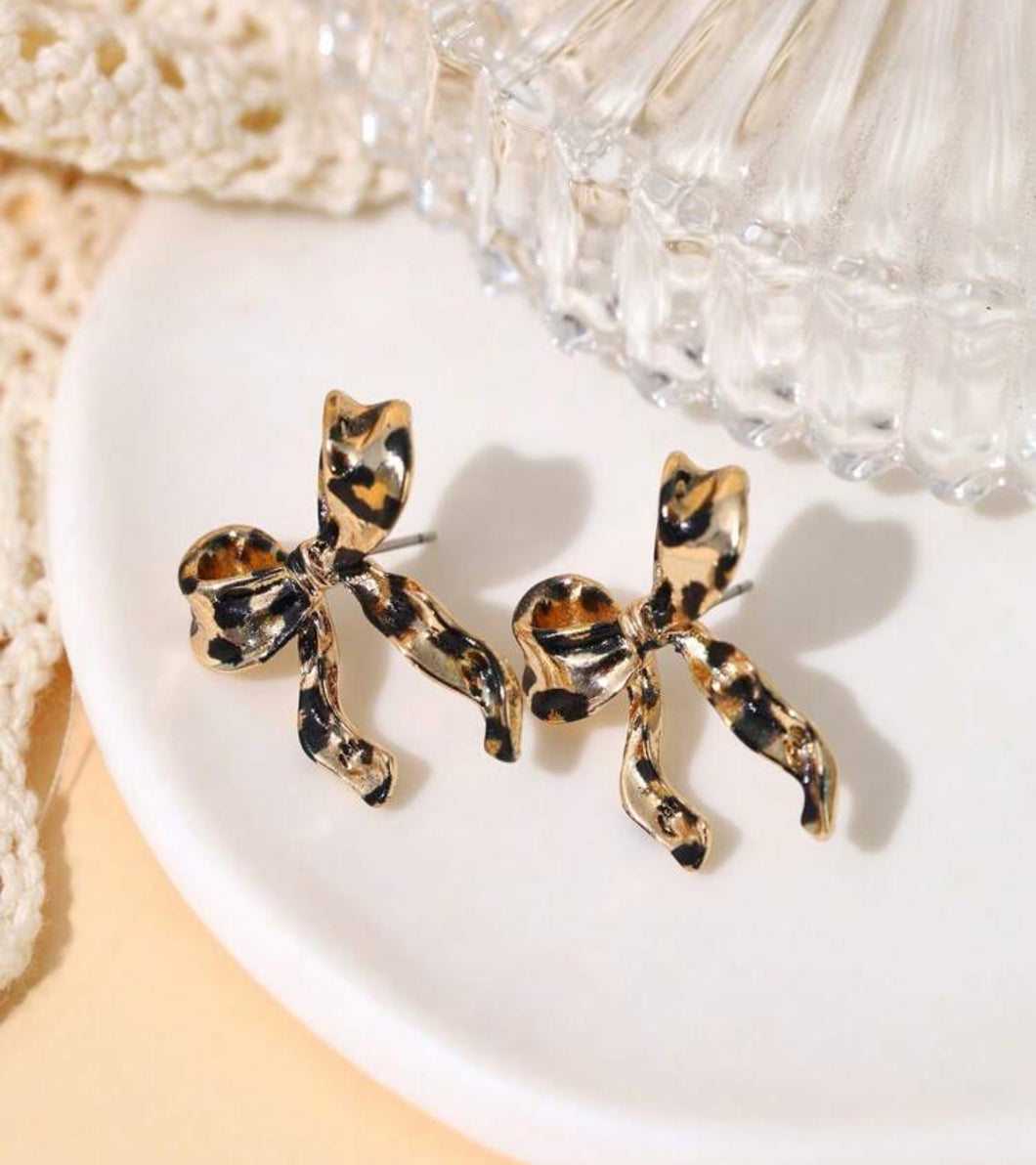 Leopard Bow Earrings