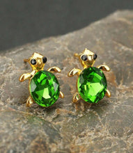 Load image into Gallery viewer, Green Gem Turtle Earrings