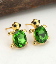 Load image into Gallery viewer, Green Gem Turtle Earrings