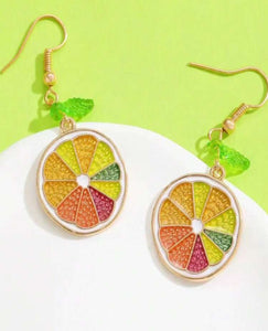 Multicolor Citrus Slice Earrings