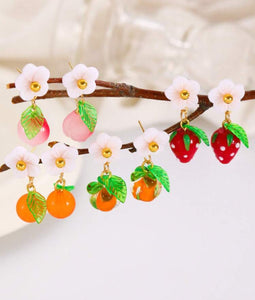 Strawberry White Flower Earrings