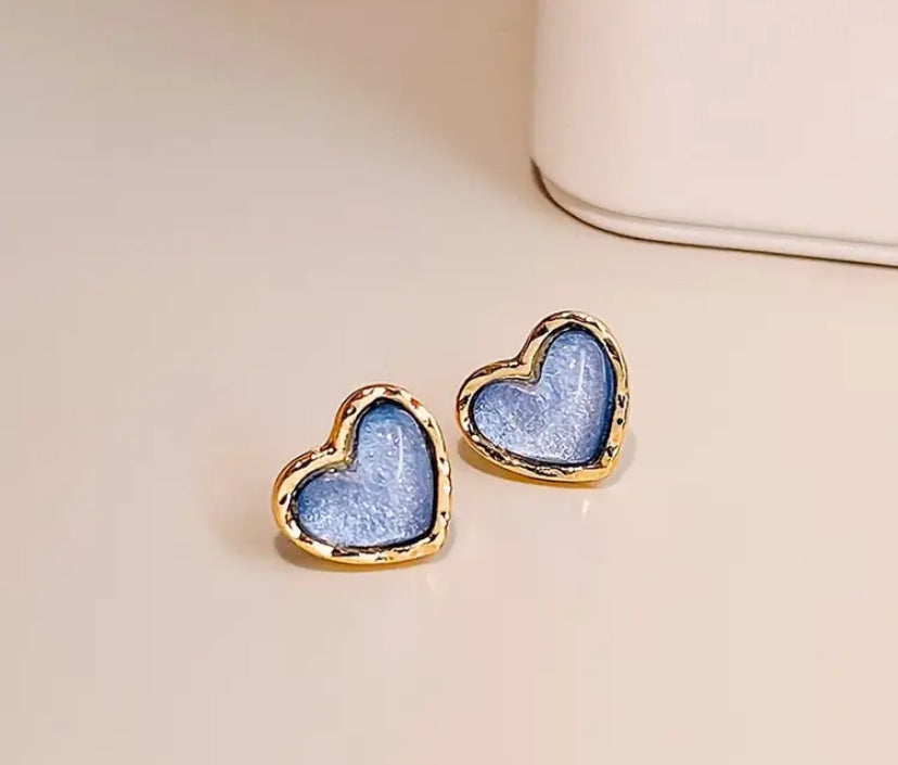 Aqua Blue Heart Earrings