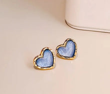 Load image into Gallery viewer, Aqua Blue Heart Earrings