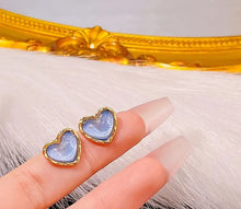 Load image into Gallery viewer, Aqua Blue Heart Earrings