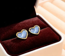 Load image into Gallery viewer, Aqua Blue Heart Earrings