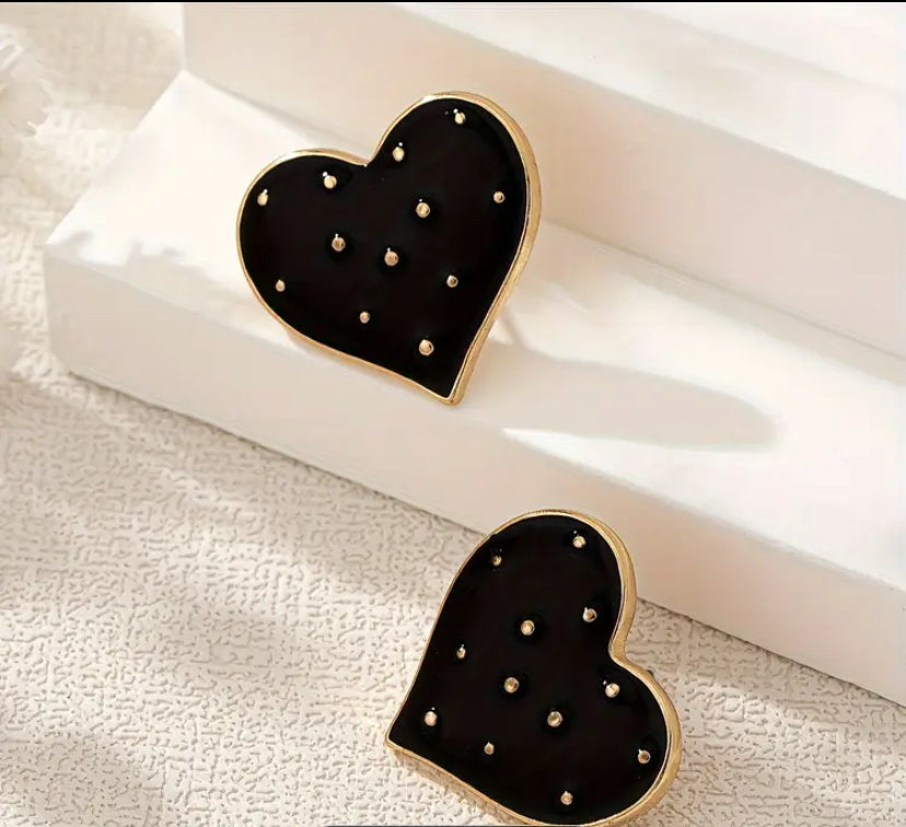 Black Heart Earrings