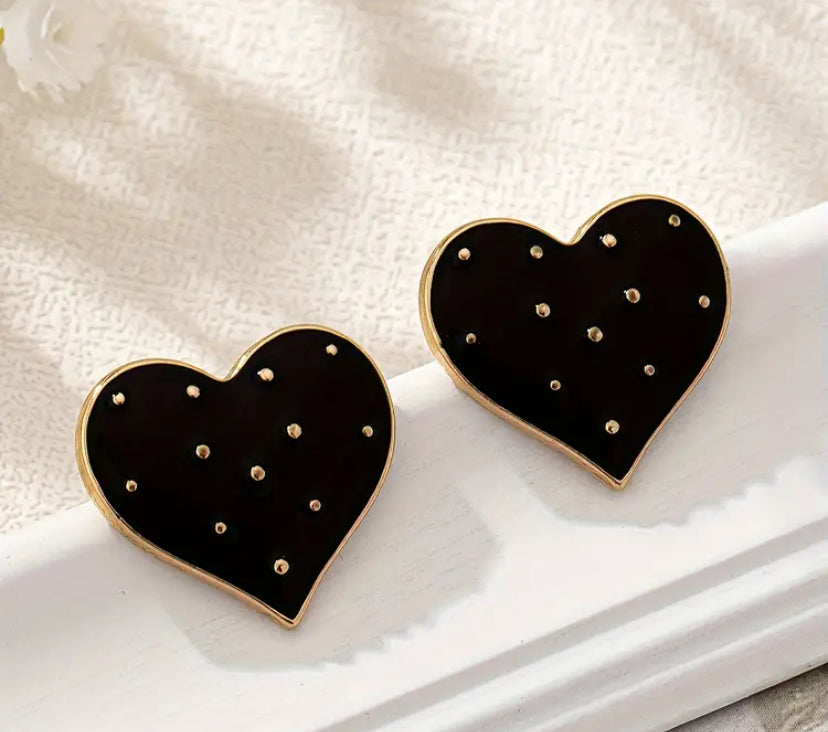Black Heart Earrings