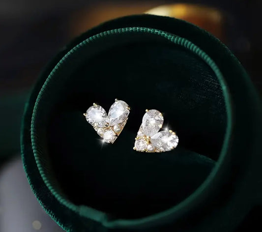 Pearl Heart Zircon Earrings