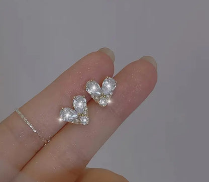 Pearl Heart Zircon Earrings