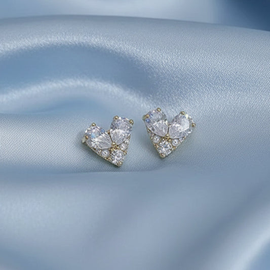 Pearl Heart Zircon Earrings